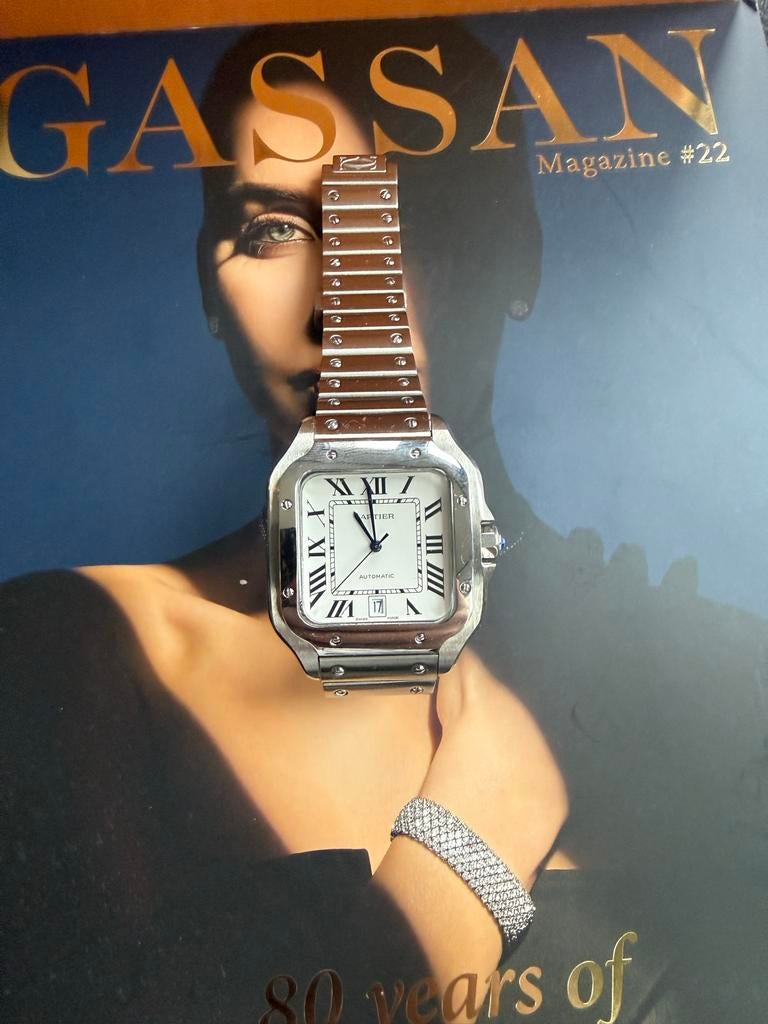 Cartier Santos Large Herenhorloge, Overige merken, Staal, Polshorloge, Ophalen of Verzenden