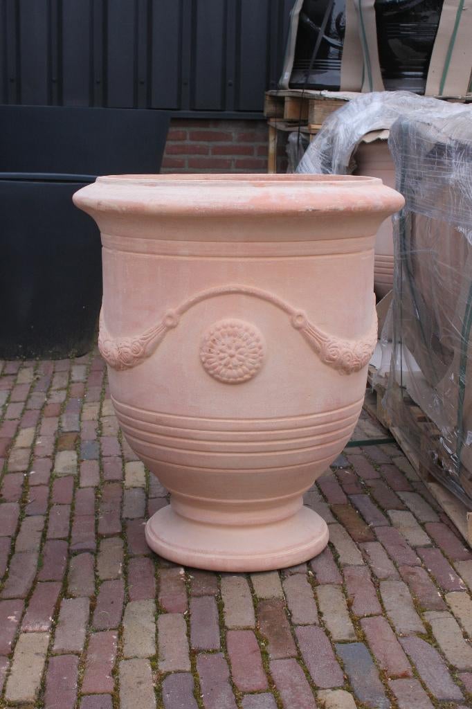 Prachtige terracotta bloempotten Anduze stijl 2 maten terras, Ophalen, 40 cm of meer, Rond, Nieuw