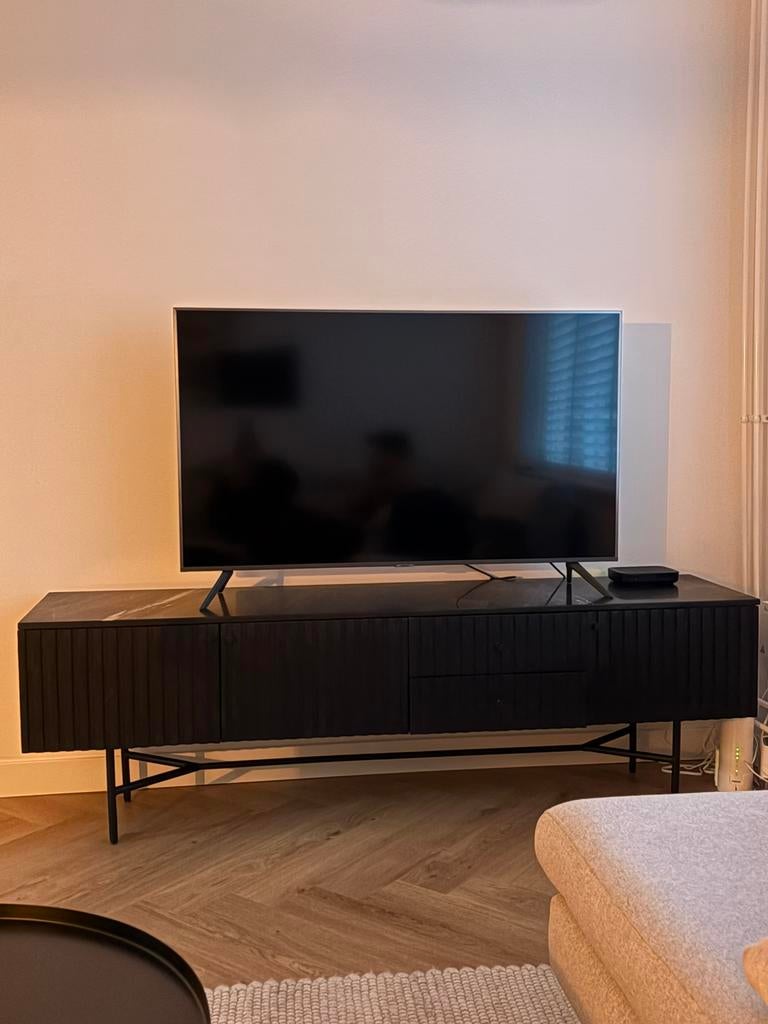 Dressoir 175cm accacia met marmeren blad zwart, Ophalen, Zo goed als nieuw, 25 tot 50 cm, 150 tot 200 cm