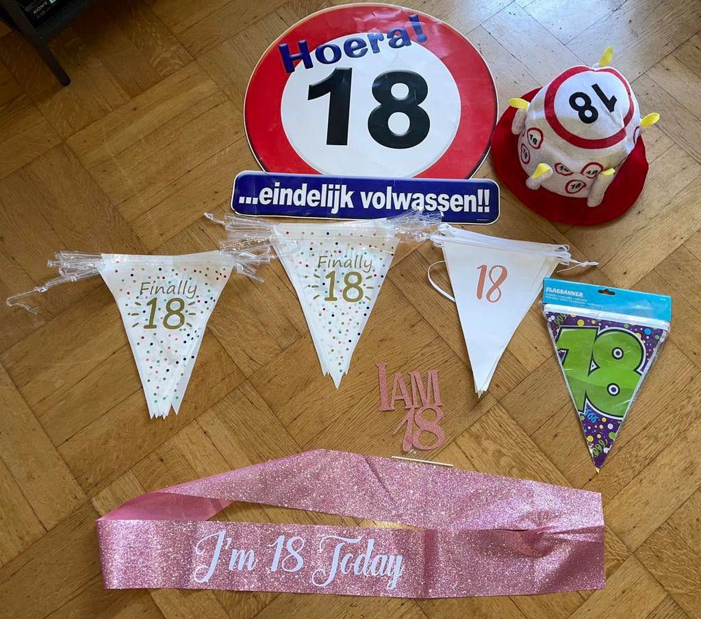 Verjaardag verjaardagsslinger slinger versiering 18 jaar, Ophalen of Verzenden, Zo goed als nieuw, Versiering, Verjaardag