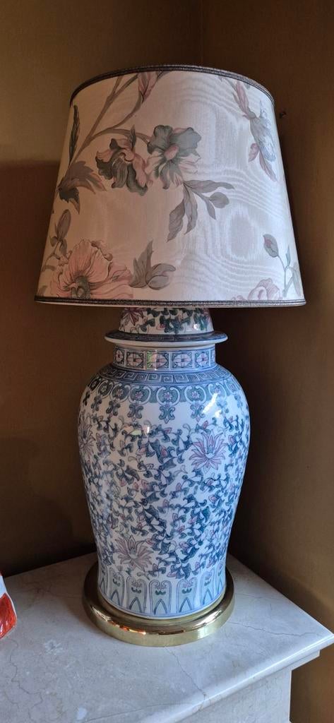 72 cm Hoge Chinese Tafellamp met Bloemmotief, Antiek en Kunst, Ophalen