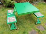 Handige opvouwbare picknicktafel met zitjes - Groen, Tuin en Terras, Picknicktafels, Ophalen, Gebruikt, Aluminium, Inklapbaar