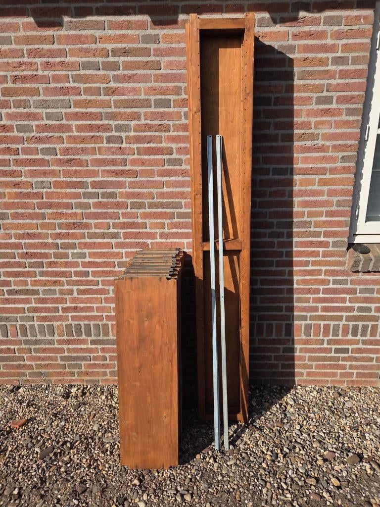 5 meter Lundia houten stelling legbordstelling 30cm diep, Ophalen, Gebruikt