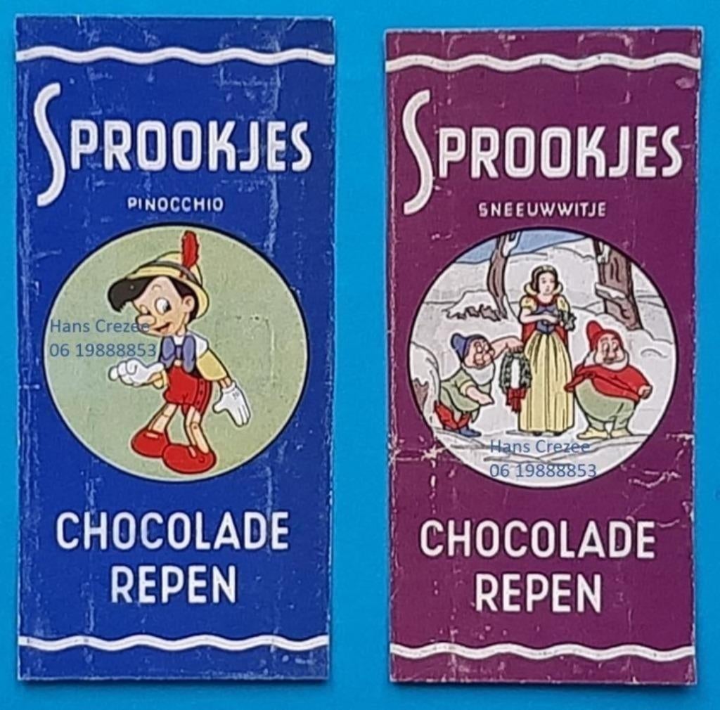 gezocht oud wikkel Sprookjes chocolade repen reep ca 1940, Verzamelen, Ophalen of Verzenden, Gebruikt, Verpakking