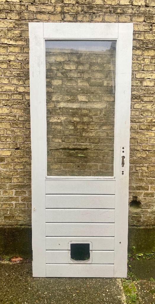 Achterdeur hardhout, Doe-het-zelf en Verbouw, Deuren en Horren, Ophalen, Gebruikt, 80 tot 100 cm, Buitendeur