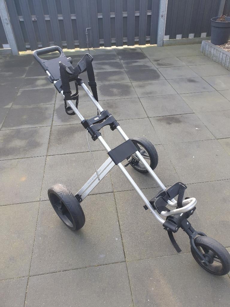 BigMax golf trolley 3-wiels inklapbaar met drinkbekerhouder, Sport en Fitness, Golf, Ophalen of Verzenden, Zo goed als nieuw, Golfkar