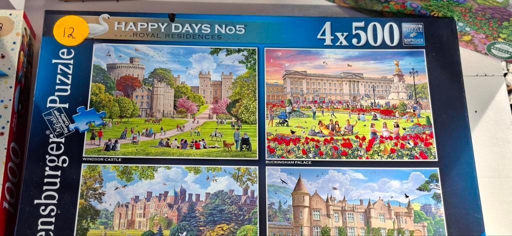 Ravensburger 4 maal 500 stukjes, Ophalen of Verzenden, 500 t/m 1500 stukjes, Zo goed als nieuw
