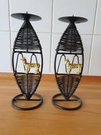 Twee erg leuke kaars kandelaars met panter afbeelding, Ophalen, Gebruikt, Overige materialen, Minder dan 25 cm