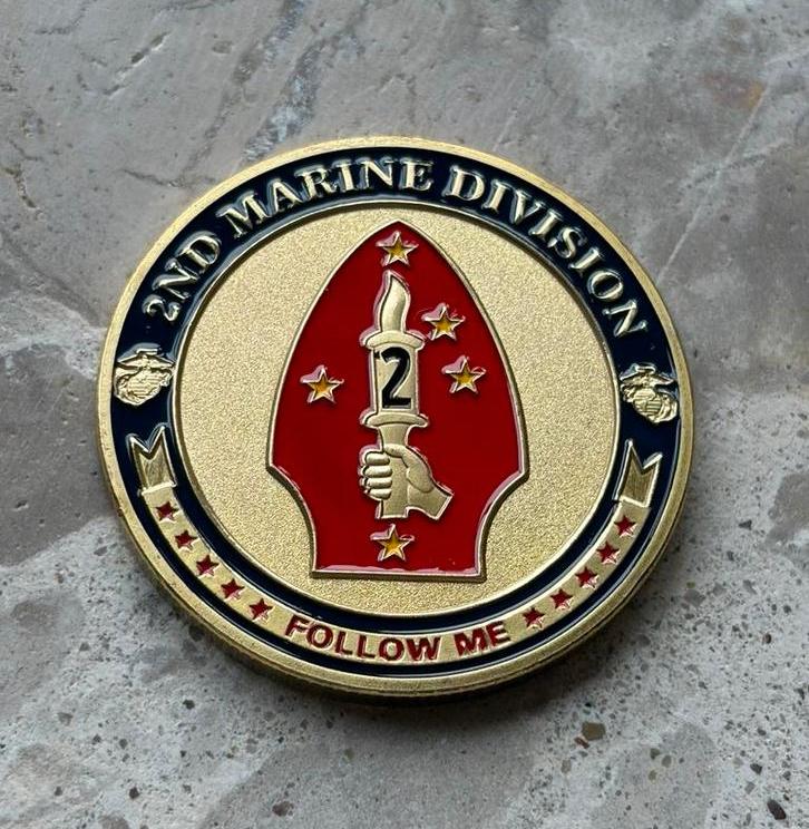 US Marine Corps 2nd marine division coin, Verzamelen, Militaria | Algemeen, Ophalen of Verzenden, Marine, Amerika, Embleem of Badge