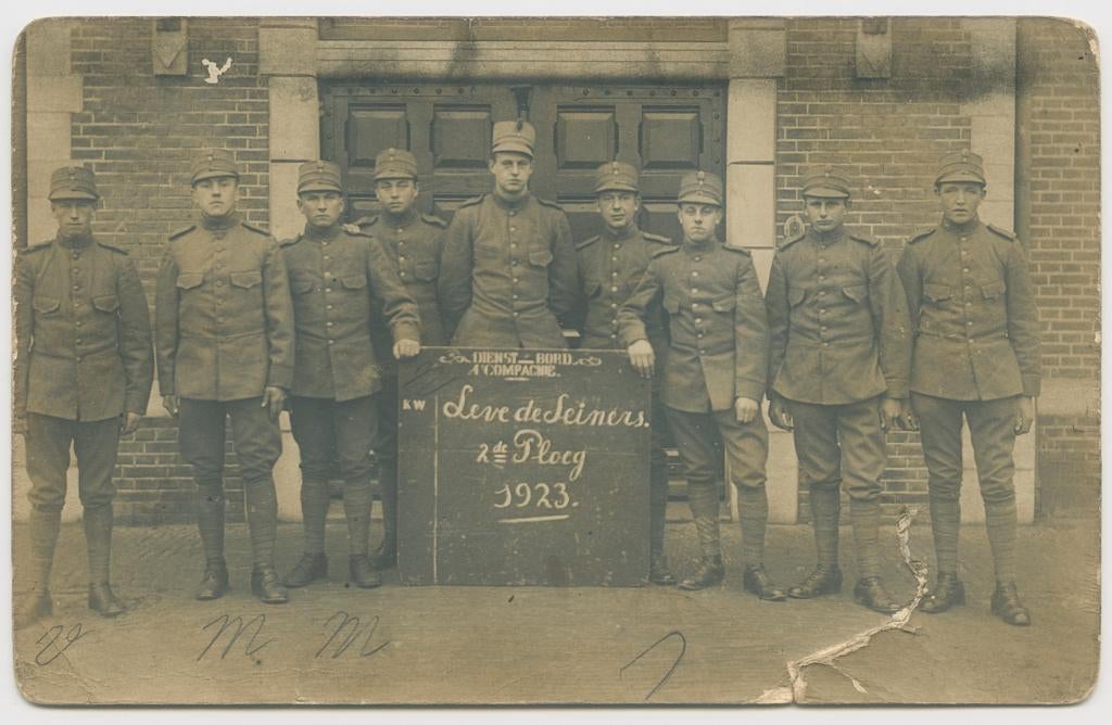 Nederlands leger bord Lang leve de Seiners 1923 fotokaart, Verzenden, Landmacht, Nederland, Foto of Poster