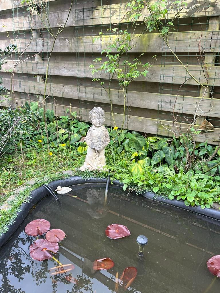 Manneke Pis beeld voor vijver of tuin, Ophalen, Gebruikt, Steen, Mensenbeeld