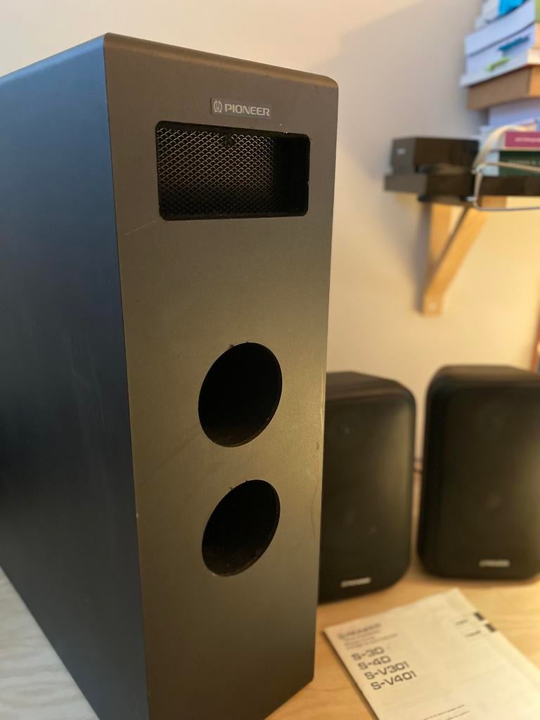 Pioneer 3SD speaker systeem Vintage 90’s, Zo goed als nieuw, Minder dan 60 watt, Front, Rear of Stereo speakers, Ophalen