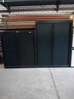 Twee zwarte kasten met roldeuren, Huis en Inrichting, Kasten | Roldeurkasten en Archiefkasten, Ophalen, 25 tot 50 cm, 100 tot 150 cm