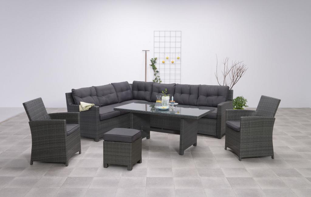 Dining loungeset Garden Impression  + 2 fauteuils en hocker, Tuin en Terras, Tuinsets en Loungesets, Gebruikt, Loungeset, Wicker