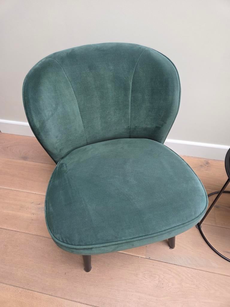 Woood fauteuil Sara flessengroen, Ophalen, 75 tot 100 cm, Stof, 50 tot 75 cm