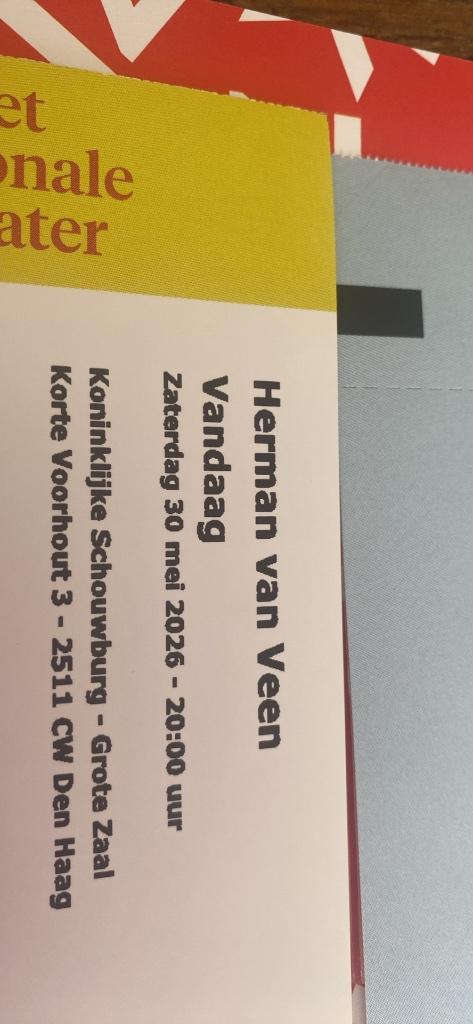 Te koop 2 kaartjes herman van veen 30 mei den haag, Tickets en Kaartjes, Twee personen