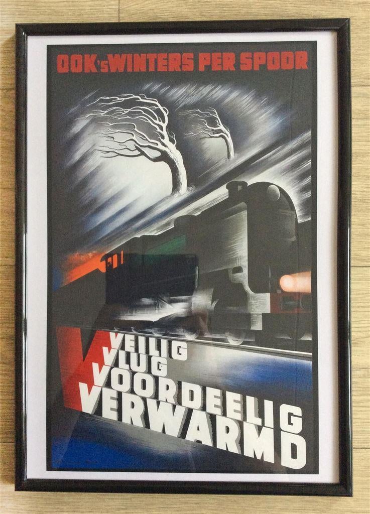 de Nederlandse Spoorwegen Trein NS Poster in lijst, Verzamelen, Ophalen of Verzenden, Nieuw, Trein, Overige typen