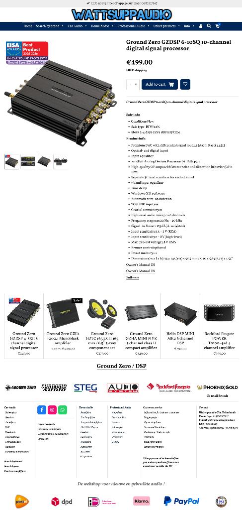 Ground Zero GZDSP6-10SQ 10 Kanaals Digital signal processor, Nieuw, Ophalen of Verzenden, Erlenweg 25, 85658 Egmating, Germany.