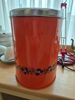 Vintage Brabantia voorraadbus groot - Oranje met bloemmotief, Ophalen of Verzenden, Gebruikt