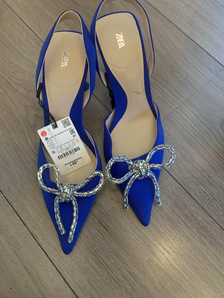 Zara blauwe pumps met strik - Maat 39, Ophalen of Verzenden, Nieuw, Blauw, Pumps