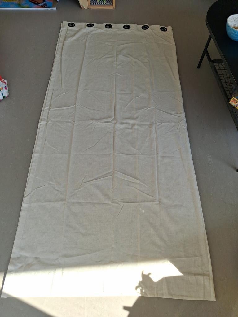 2x Ecru Linnen Inbetween Gordijnen - Kwantum Maatwerk, Gebruikt, 200 cm of meer, 150 tot 200 cm, Ophalen of Verzenden