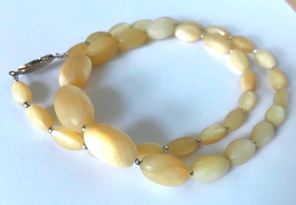 Antiek Parelmoer collier ketting zilveren slotje zilverdraad, Sieraden, Tassen en Uiterlijk, Antieke sieraden, Verzenden, Zilver