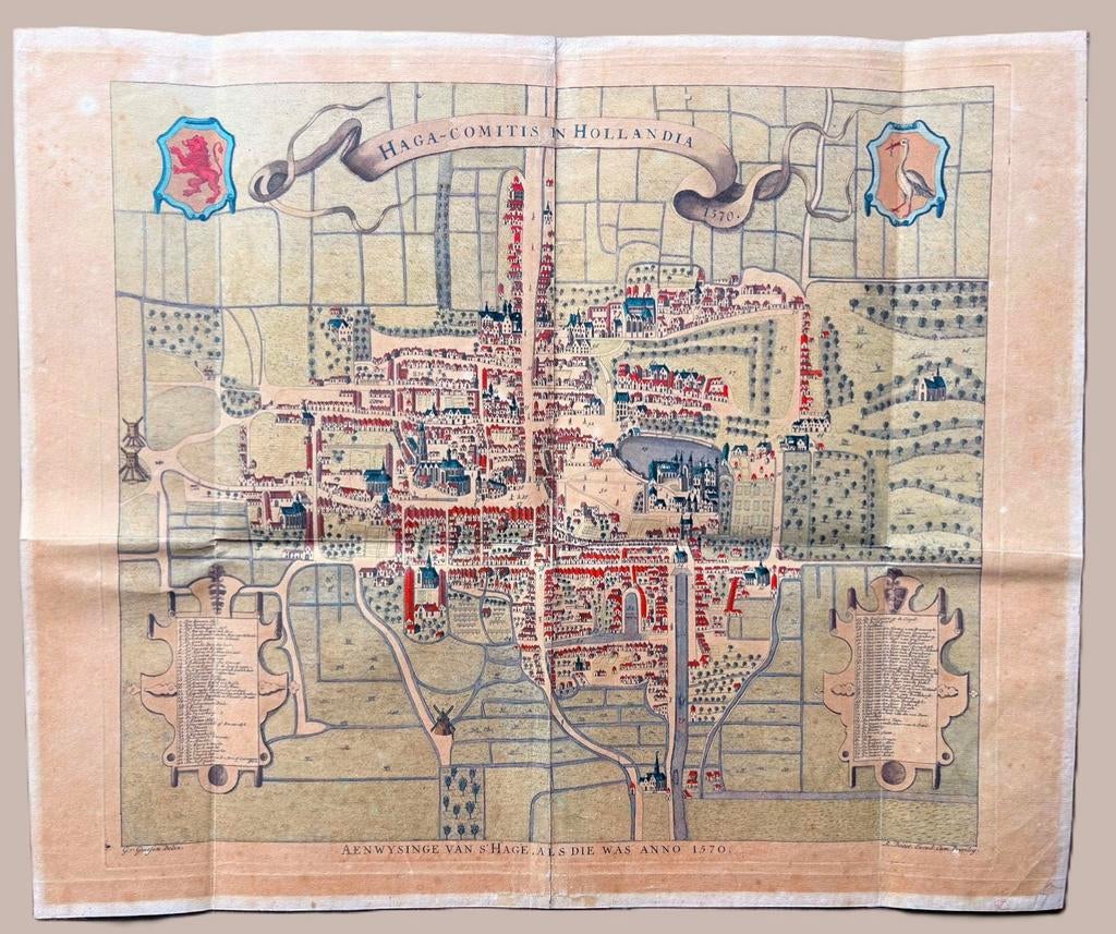 (ca. 1730) Reinier Boitet– Plattegrond van Den Haag in 1570, Gelezen, Reinier Boitet, Verzenden, Voor 1800