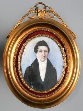 MINIATUURPORTET van een man == c a 1840 ==, Ophalen of Verzenden