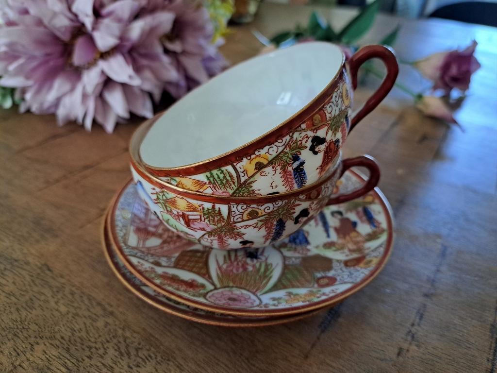 Prachtig Japans Kutani porselein servies, Antiek en Kunst, Antiek | Servies compleet, Ophalen of Verzenden