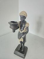 Antieke bronzen blackamoor kaarsenstandaard, Ophalen of Verzenden