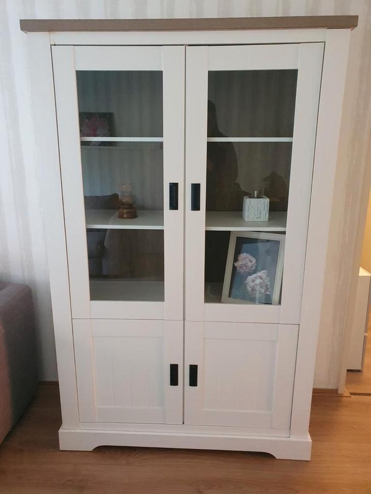 Buffetkast wit met houten blad - 117x183x50 cm, Huis en Inrichting, Kasten | Buffetkasten, Gebruikt, 150 tot 200 cm, 100 tot 150 cm