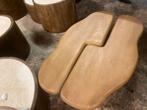 Salontafel set organische vorm massief mangohout 2 delig, Ophalen, 100 tot 150 cm, Nieuw, 50 tot 100 cm