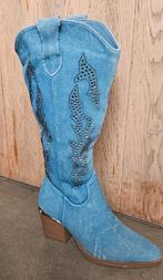 Denim Cowboyboots  met studs, Kleding | Dames, Hoge laarzen, Nieuw, Onbekend, Verzenden