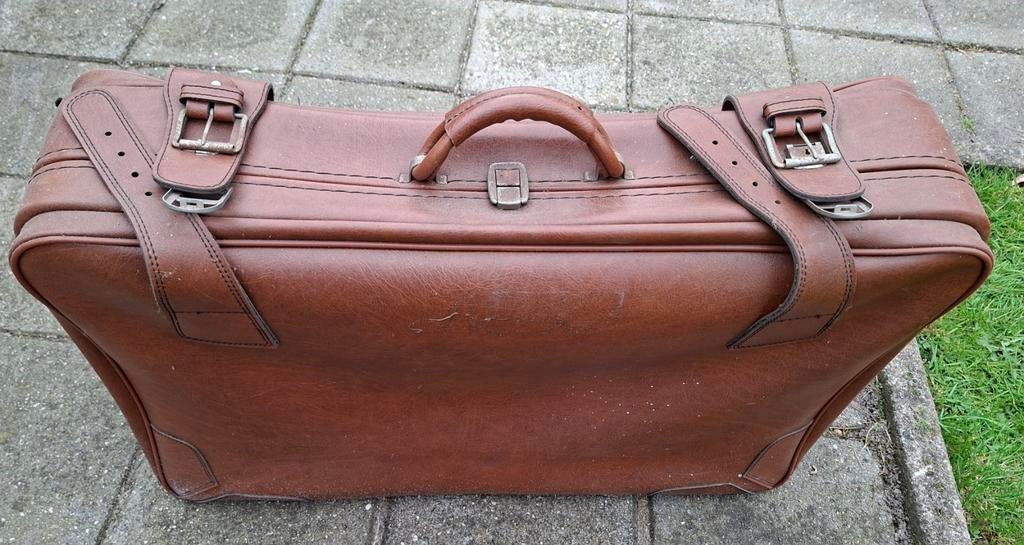 Bruin lederen koffer, Ophalen of Verzenden, Leer