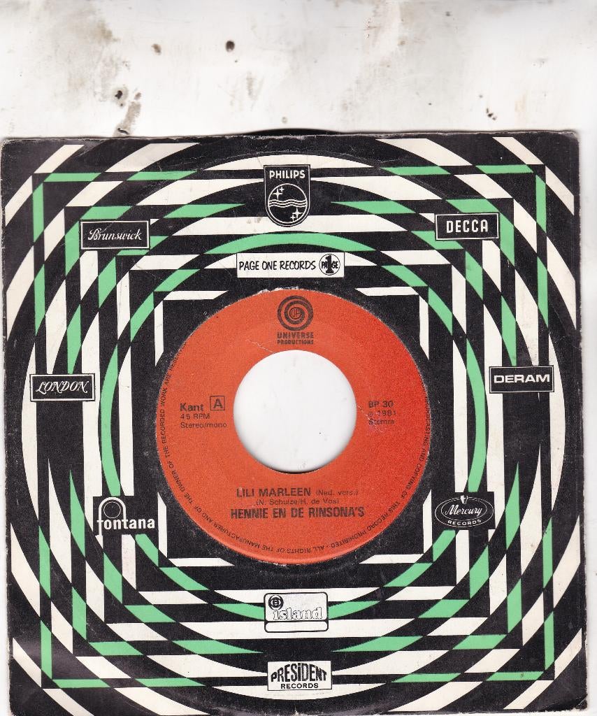 Hennie en de Rinsona's ( 1981 ), Cd's en Dvd's, Ophalen of Verzenden, Zo goed als nieuw, 7 inch, Levenslied of Smartlap