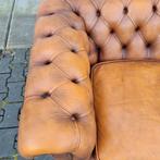 Sleetse Chesterfield XL bank cognac + GRATIS BEZORGD, Chesterfield, Rechte bank, Gebruikt, Leer