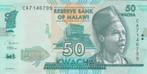 Malawi bankbiljet 50 Kwacha Fishermen in Boat 2020, Pick 64g, Ophalen of Verzenden, Overige landen, Los biljet