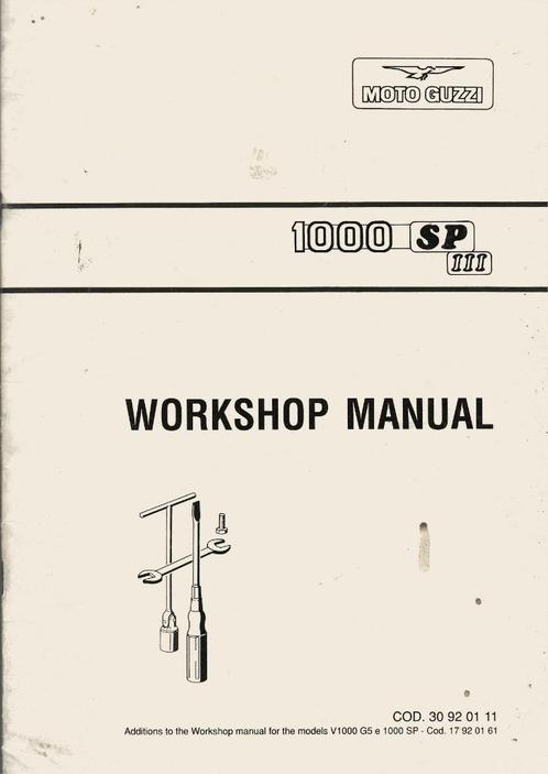 Moto Guzzi 1000 SP III Additions workshop manual 7972z, Motoren, Handleidingen en Instructieboekjes, Moto Guzzi, Ophalen of Verzenden