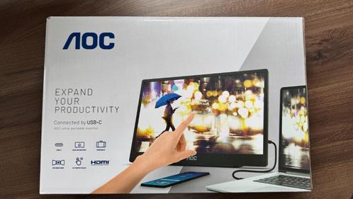 AOC 16T2 Portable Monitor Zwart, Computers en Software, Monitoren, Nieuw, 60 Hz of minder, HDMI, USB-C, Touchscreen, Draaibaar