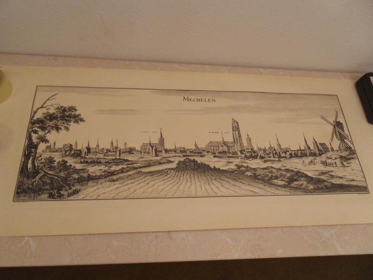 grote schets Mechelen, Huis en Inrichting, Woonaccessoires | Schilderijen, Tekeningen en Foto's, Gebruikt, Tekening, Minder dan 50 cm