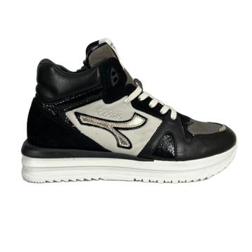 GIGA maat 35 lerensneaker/rits zwart/grijs gratis verzenden beschikbaar voor biedingen