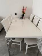 Eetkamertafel met 6 stoelen - Wit, Huis en Inrichting, Tafels | Eettafels, Ophalen, Kunststof, Gebruikt, 100 tot 150 cm