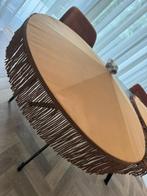 Vintage Lampenkap jaren 60/70 Brons Oranje Bruin, Ophalen of Verzenden, Zo goed als nieuw, Rond