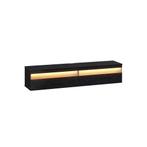 Zwevend TV-Meubel Met LED-Verlichting en Oplaadstation., Ophalen, 100 tot 150 cm, Nieuw, Glas