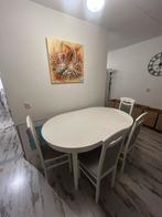 Ovale eettafel met 4 stoelen, Huis en Inrichting, Tafels | Eettafels, Ophalen, 100 tot 150 cm, Zo goed als nieuw, 150 tot 200 cm