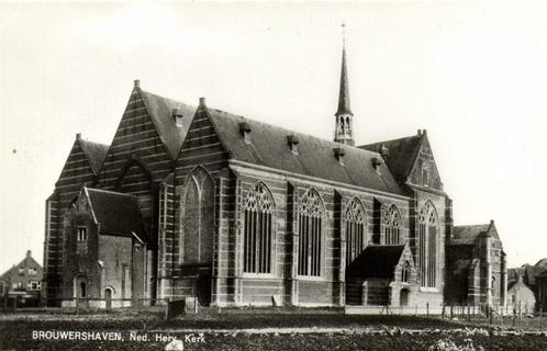 Brouwershaven, Ned. Herv. Kerk - ongelopen, Verzamelen, Ansichtkaarten | Nederland, Ongelopen, Overijssel, 1920 tot 1940, Ophalen of Verzenden