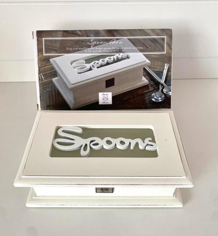 Riviera Maison Spoons houten lepeltjes doosje, Huis en Inrichting, Keuken | Servies, Zo goed als nieuw, Overige typen, Overige stijlen