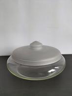 Glazen koekschaal met gesatineerd glazen deksel., Glas of Glazen, Ophalen of Verzenden, Overige stijlen, Glas