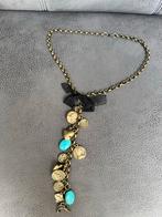 VINTAGE GOUDKLEURIGE STATEMENT KETTING COLLIER MET BEDELS, Sieraden, Tassen en Uiterlijk, Ophalen of Verzenden, Zo goed als nieuw