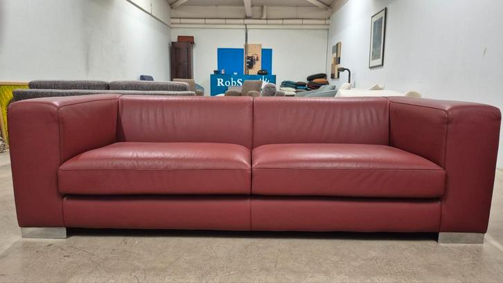 Rode leren L'ancora 3 zits design bank in uitstekende staat!, Huis en Inrichting, Banken | Bankstellen, Zo goed als nieuw, Rechte bank